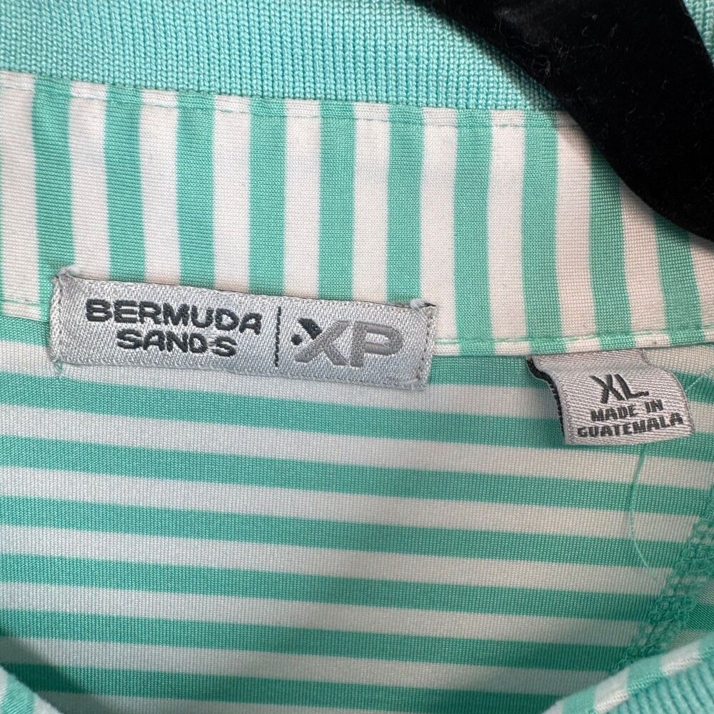 Bermuda Sands Polo Shirt Mens Extra Large Blue Striped Short Sleeve Performance - Picture 3 of 8